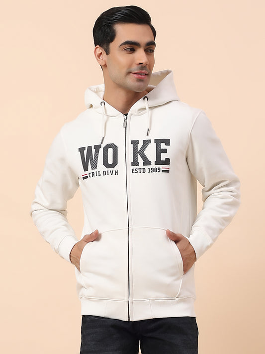 Sweatshirt for Men | Winter Wear Fleece Fabric Closure Hooded Neck Regular Fit Printed Pattern