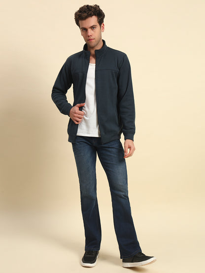 Sweatshirt for Men | Winter Wear Acrylic Fabric Zipper Closure Mock Neck Regular Fit Solid Pattern