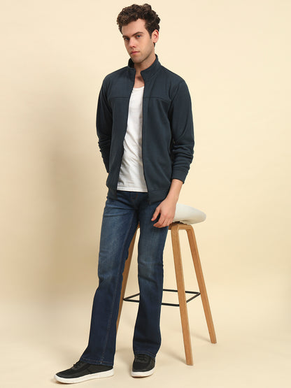 Sweatshirt for Men | Winter Wear Acrylic Fabric Zipper Closure Mock Neck Regular Fit Solid Pattern