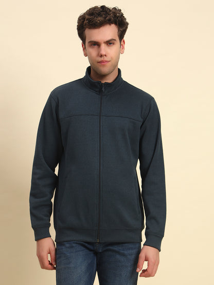 Sweatshirt for Men | Winter Wear Acrylic Fabric Zipper Closure Mock Neck Regular Fit Solid Pattern