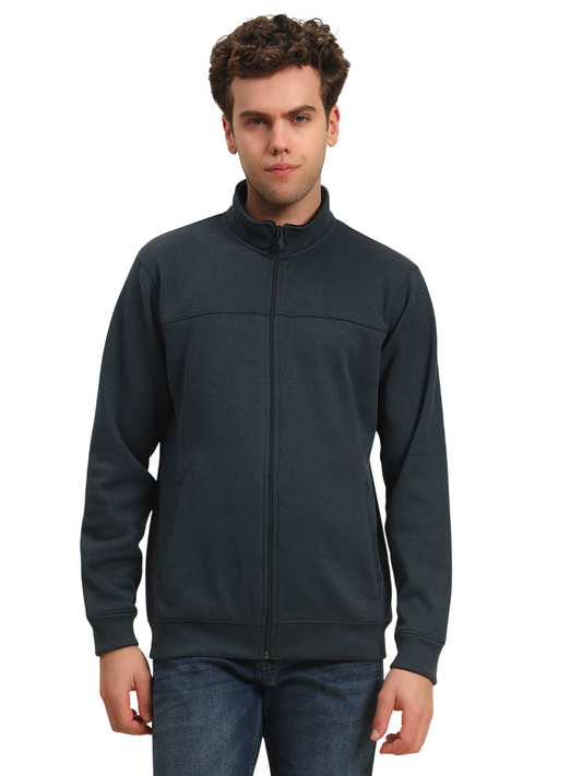 Sweatshirt for Men | Winter Wear Acrylic Fabric Zipper Closure Mock Neck Regular Fit Solid Pattern