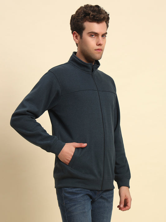 Sweatshirt for Men | Winter Wear Acrylic Fabric Zipper Closure Mock Neck Regular Fit Solid Pattern
