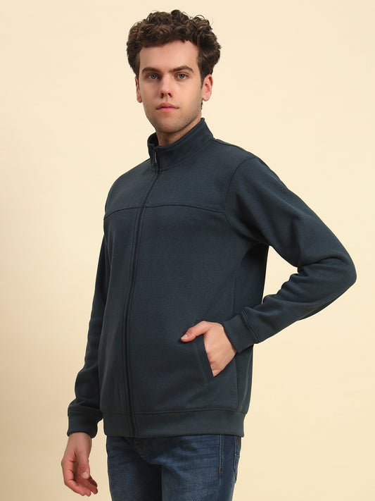 Sweatshirt for Men | Winter Wear Acrylic Fabric Zipper Closure Mock Neck Regular Fit Solid Pattern