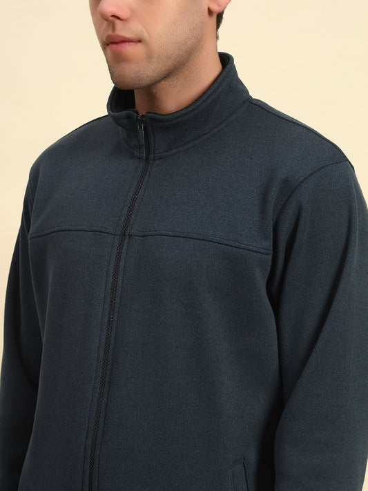 Sweatshirt for Men | Winter Wear Acrylic Fabric Zipper Closure Mock Neck Regular Fit Solid Pattern