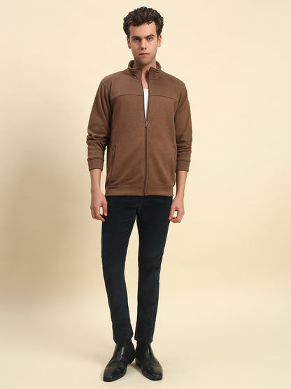Sweatshirt for Men | Winter Wear Acrylic Fabric Zipper Closure Mock Neck Regular Fit Solid Pattern