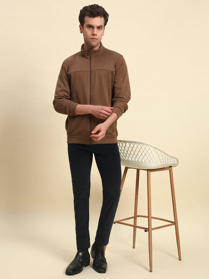 Sweatshirt for Men | Winter Wear Acrylic Fabric Zipper Closure Mock Neck Regular Fit Solid Pattern