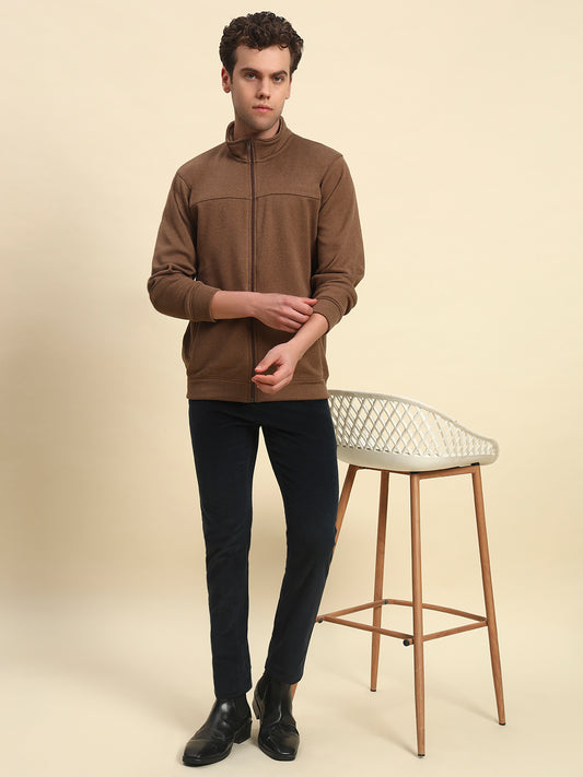 Sweatshirt for Men | Winter Wear Acrylic Fabric Zipper Closure Mock Neck Regular Fit Solid Pattern