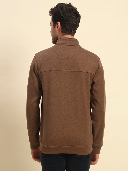 Sweatshirt for Men | Winter Wear Acrylic Fabric Zipper Closure Mock Neck Regular Fit Solid Pattern