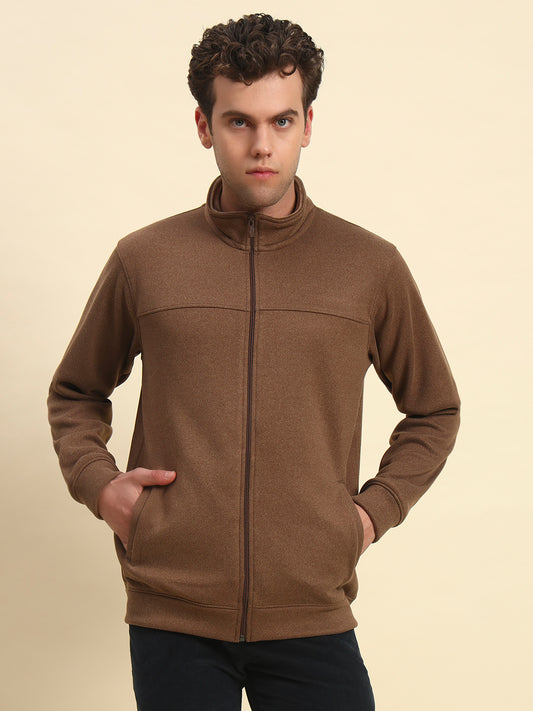 Sweatshirt for Men | Winter Wear Acrylic Fabric Zipper Closure Mock Neck Regular Fit Solid Pattern