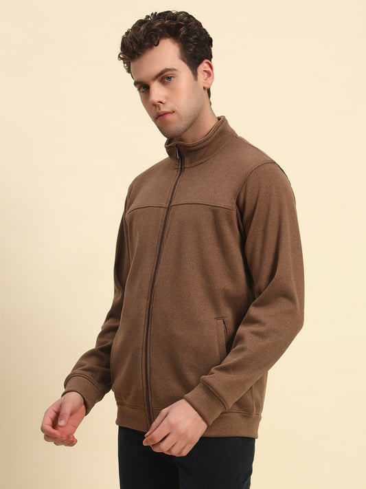 Sweatshirt for Men | Winter Wear Acrylic Fabric Zipper Closure Mock Neck Regular Fit Solid Pattern