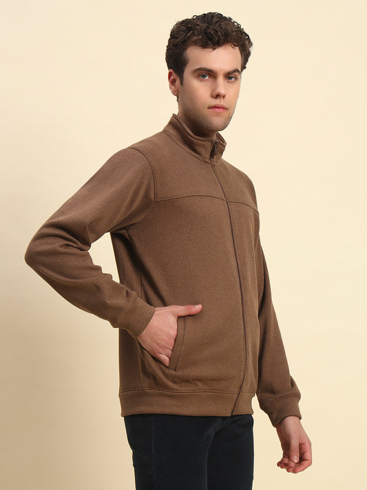 Sweatshirt for Men | Winter Wear Acrylic Fabric Zipper Closure Mock Neck Regular Fit Solid Pattern