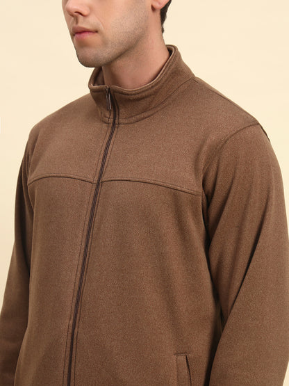 Sweatshirt for Men | Winter Wear Acrylic Fabric Zipper Closure Mock Neck Regular Fit Solid Pattern
