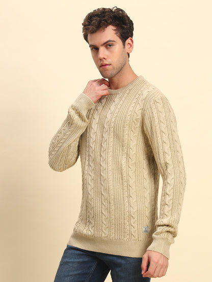 Sweater for Men | Winter Wear Acrylic Fabric Pull-On Closure Round Neck Regular Fit Self Design Pattern