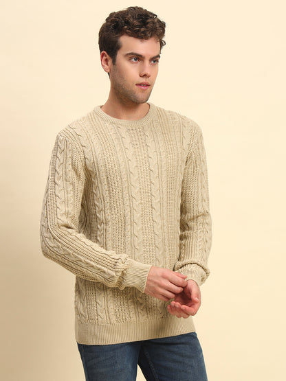 Sweater for Men | Winter Wear Acrylic Fabric Pull-On Closure Round Neck Regular Fit Self Design Pattern