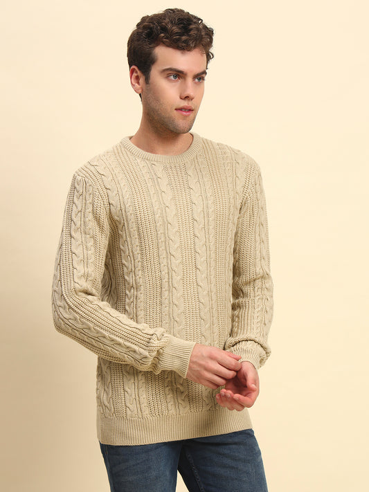 Sweater for Men | Winter Wear Acrylic Fabric Pull-On Closure Round Neck Regular Fit Self Design Pattern