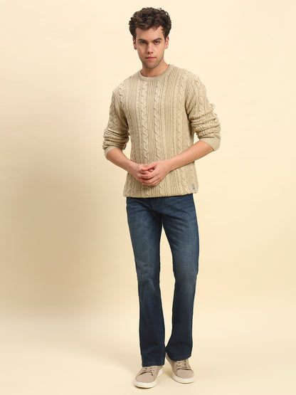 Sweater for Men | Winter Wear Acrylic Fabric Pull-On Closure Round Neck Regular Fit Self Design Pattern