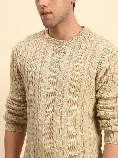 Sweater for Men | Winter Wear Acrylic Fabric Pull-On Closure Round Neck Regular Fit Self Design Pattern