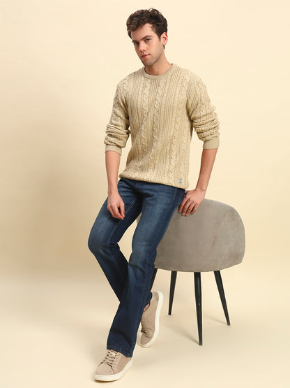 Sweater for Men | Winter Wear Acrylic Fabric Pull-On Closure Round Neck Regular Fit Self Design Pattern