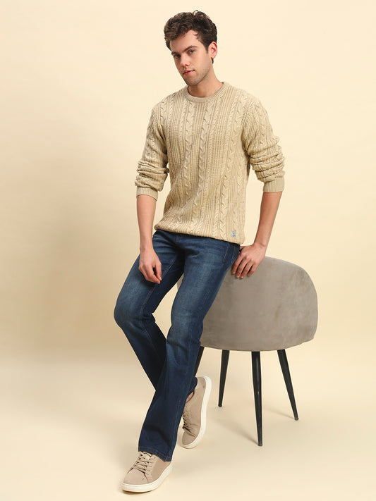 Sweater for Men | Winter Wear Acrylic Fabric Pull-On Closure Round Neck Regular Fit Self Design Pattern