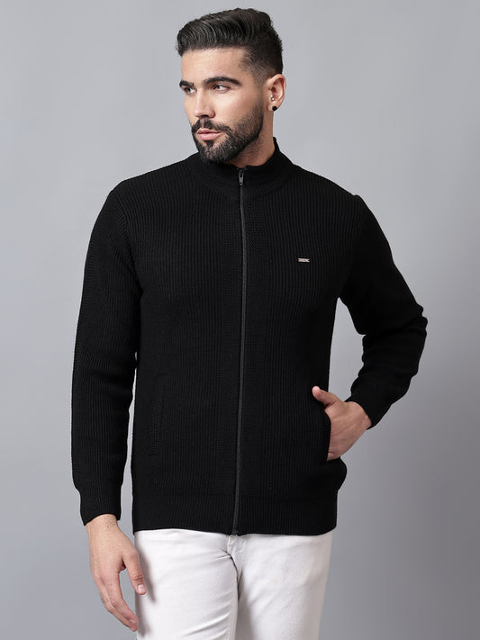 Men's Black Solid Full Sleeve Sweater