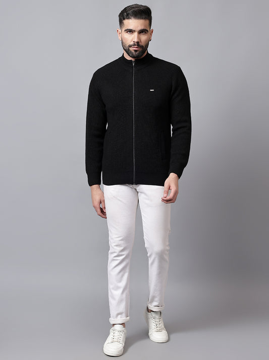 Men's Black Solid Full Sleeve Sweater