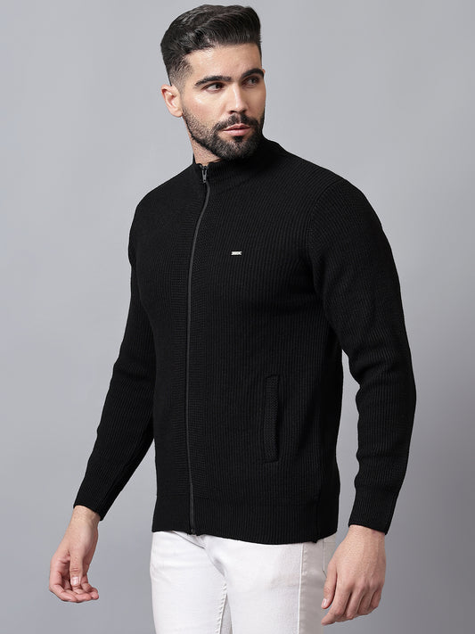 Men's Black Solid Full Sleeve Sweater