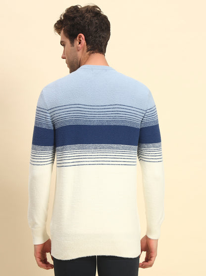 Sweater for Men | Winter Wear Acrylic Fabric Pull-On Closure Round Neck Regular Fit Striped Pattern