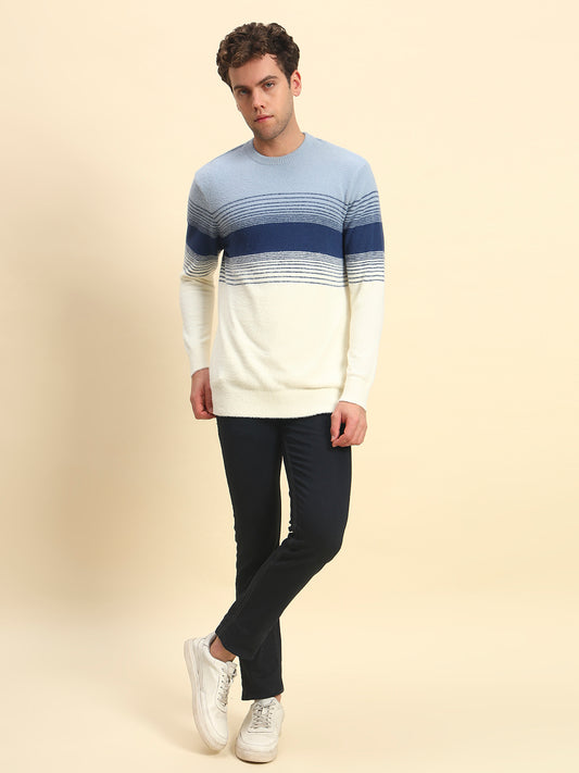 Sweater for Men | Winter Wear Acrylic Fabric Pull-On Closure Round Neck Regular Fit Striped Pattern