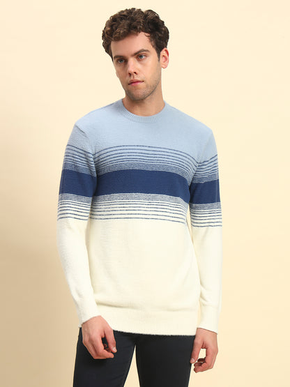Sweater for Men | Winter Wear Acrylic Fabric Pull-On Closure Round Neck Regular Fit Striped Pattern
