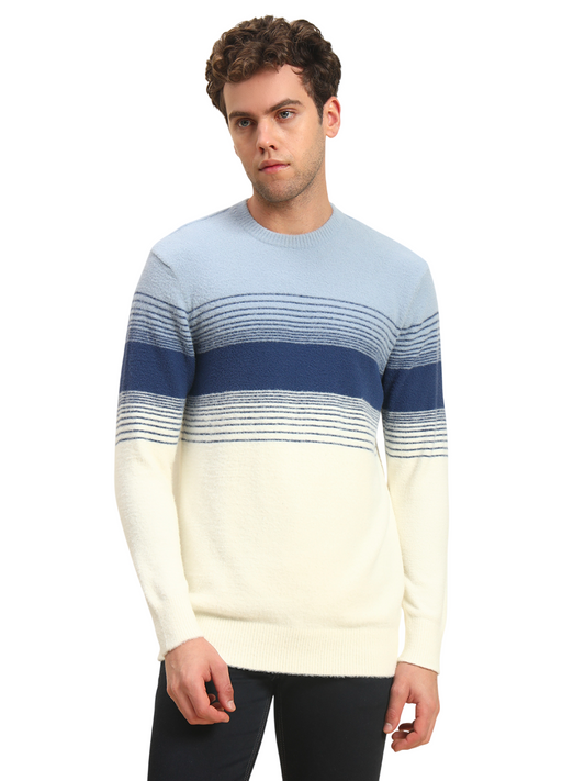 Sweater for Men | Winter Wear Acrylic Fabric Pull-On Closure Round Neck Regular Fit Striped Pattern