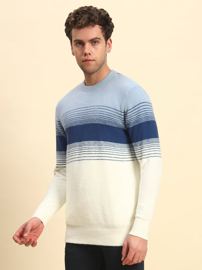 Sweater for Men | Winter Wear Acrylic Fabric Pull-On Closure Round Neck Regular Fit Striped Pattern