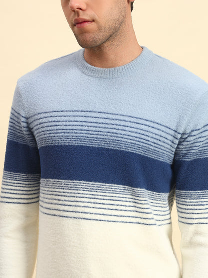 Sweater for Men | Winter Wear Acrylic Fabric Pull-On Closure Round Neck Regular Fit Striped Pattern