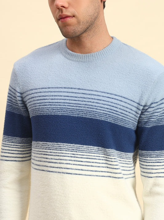 Sweater for Men | Winter Wear Acrylic Fabric Pull-On Closure Round Neck Regular Fit Striped Pattern