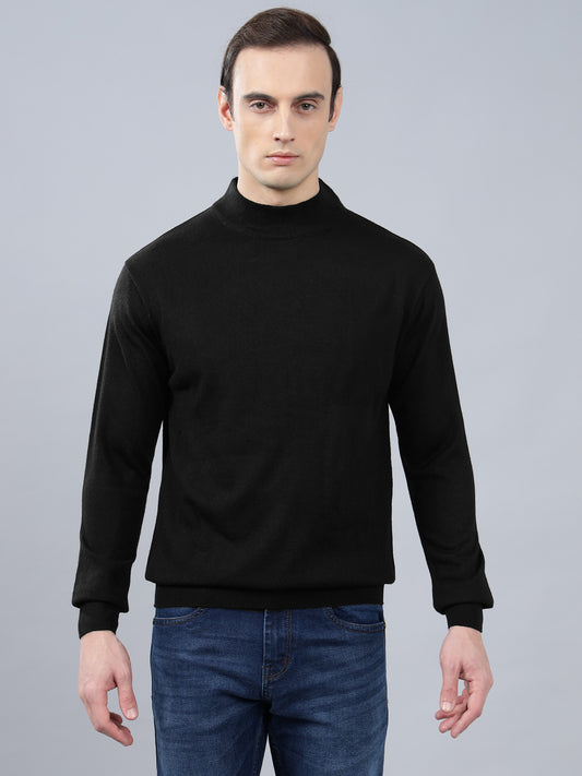 Men's Solid Black Full Sleeve Sweater