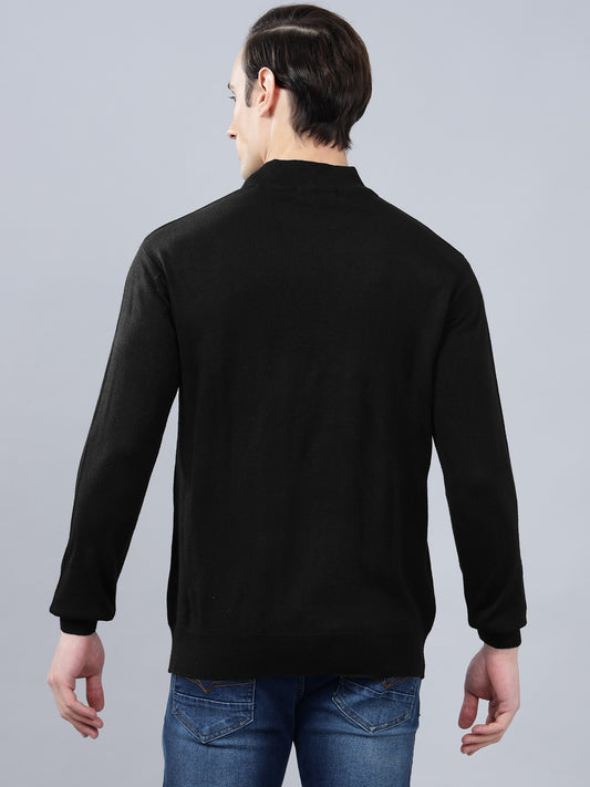 Men's Solid Black Full Sleeve Sweater
