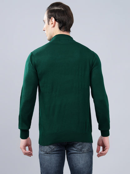 Men's Solid Dark Green Full Sleeve Sweater