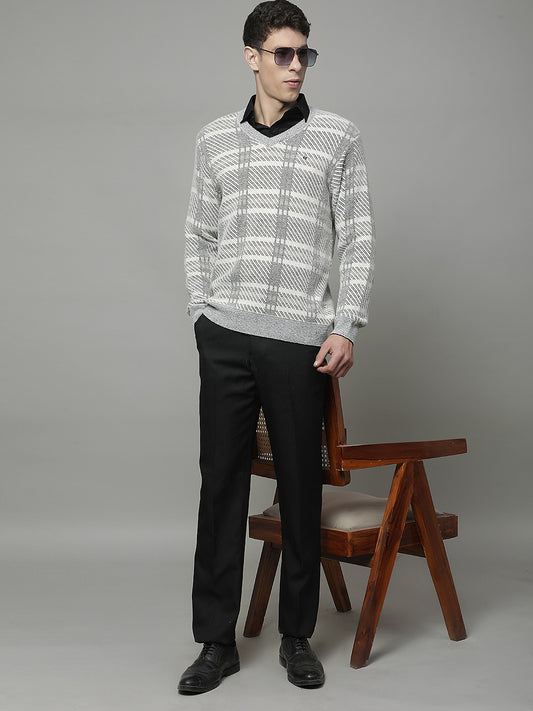 Sweater for Men | Winter Wear 100 % ACRYLIC Fabric Pull-On Closure V-NECK Regular Fit JACQUARD Pattern