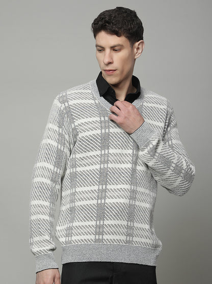 Sweater for Men | Winter Wear 100 % ACRYLIC Fabric Pull-On Closure V-NECK Regular Fit JACQUARD Pattern