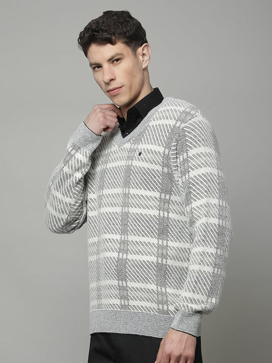 Sweater for Men | Winter Wear 100 % ACRYLIC Fabric Pull-On Closure V-NECK Regular Fit JACQUARD Pattern