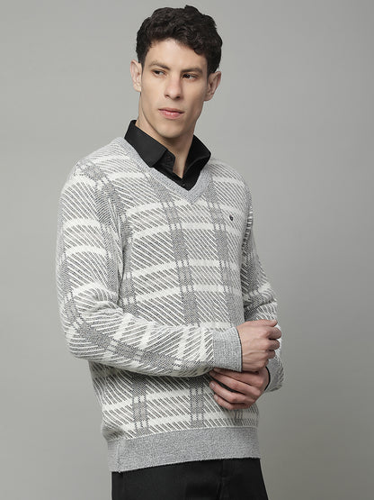 Sweater for Men | Winter Wear 100 % ACRYLIC Fabric Pull-On Closure V-NECK Regular Fit JACQUARD Pattern