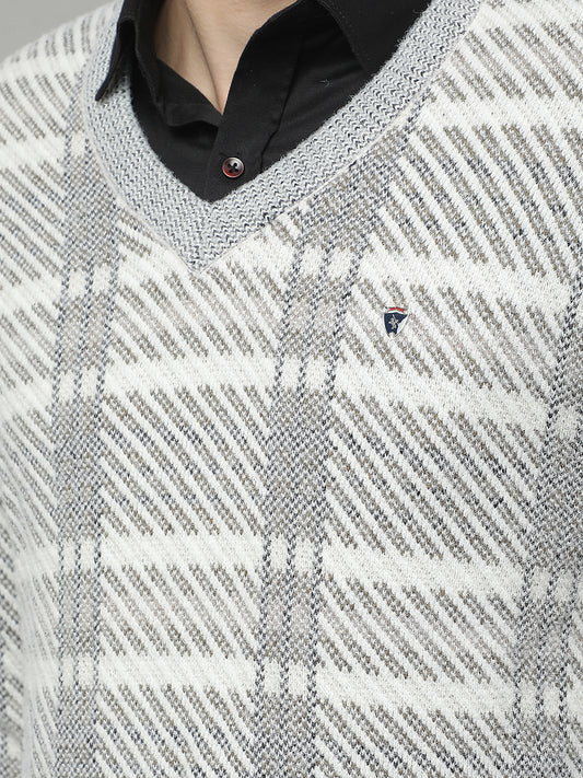 Sweater for Men | Winter Wear 100 % ACRYLIC Fabric Pull-On Closure V-NECK Regular Fit JACQUARD Pattern