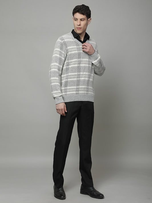 Sweater for Men | Winter Wear 100 % ACRYLIC Fabric Pull-On Closure V-NECK Regular Fit JACQUARD Pattern