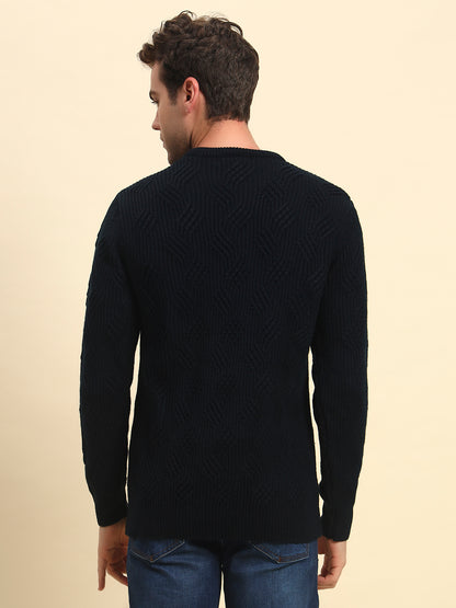 Sweater for Men | Winter Wear Acrylic Fabric Pull-On Closure Round Neck Regular Fit Self Design Pattern