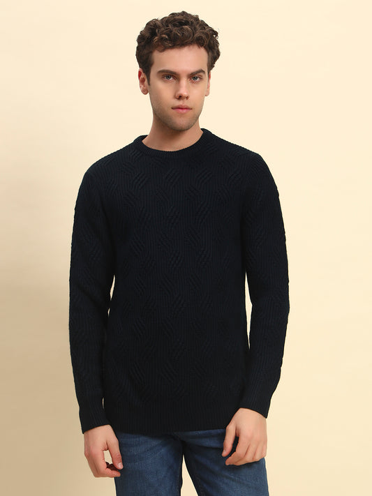 Sweater for Men | Winter Wear Acrylic Fabric Pull-On Closure Round Neck Regular Fit Self Design Pattern