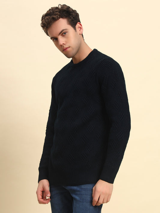 Sweater for Men | Winter Wear Acrylic Fabric Pull-On Closure Round Neck Regular Fit Self Design Pattern