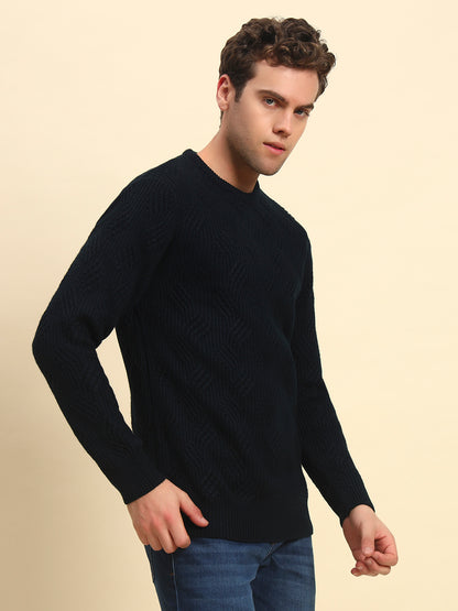 Sweater for Men | Winter Wear Acrylic Fabric Pull-On Closure Round Neck Regular Fit Self Design Pattern