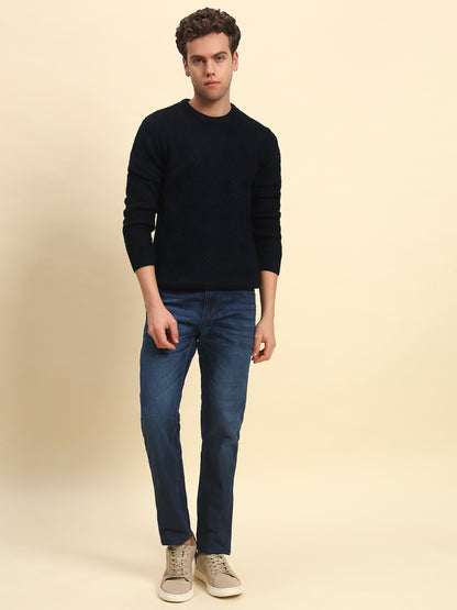Sweater for Men | Winter Wear Acrylic Fabric Pull-On Closure Round Neck Regular Fit Self Design Pattern