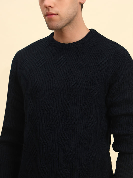 Sweater for Men | Winter Wear Acrylic Fabric Pull-On Closure Round Neck Regular Fit Self Design Pattern