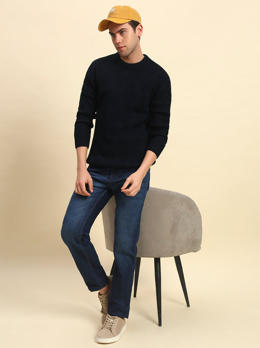Sweater for Men | Winter Wear Acrylic Fabric Pull-On Closure Round Neck Regular Fit Self Design Pattern
