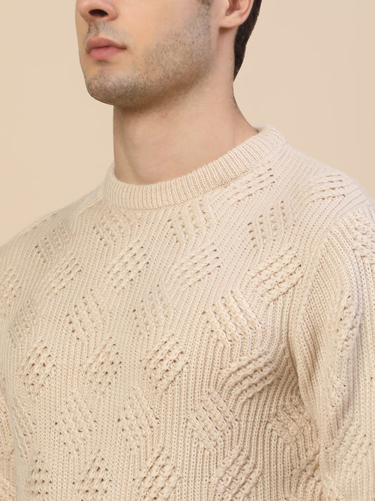Sweater for Men | Winter Wear Acrylic Fabric Pull-On Closure Round Neck Regular Fit Self Design Pattern